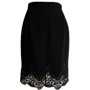 Vintage Beaded Black Skirt Size XS Flapper Gatsby Art Deco Scallop Hem